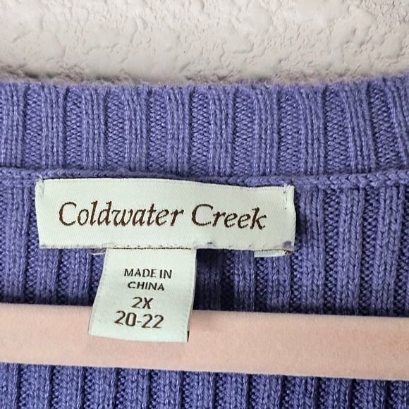 Coldwater Creek Women's Purple V-Neck Ribbed Long Sleeve Sweater Plus Size 2X - Picture 4 of 7